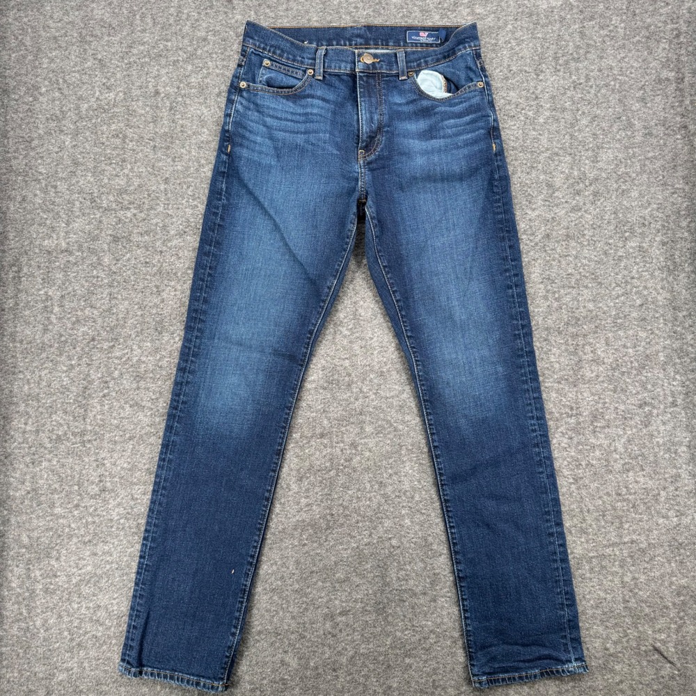 Vineyard Vines Mens 30 Straight Leg Dark Wash Stretch Denim Jeans Blue Relaxed